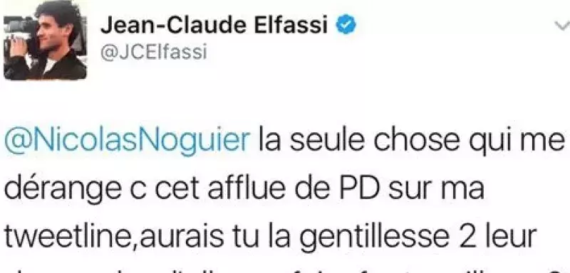 Qu’ils aillent "se faire foutre ailleurs". C’est le tweet homophobe adressé hier soir par Jean-Claude Elfassi à Nicolas Noguier président du Refuge, suite à son engagement médiatique dans l’affaire Hanouna.