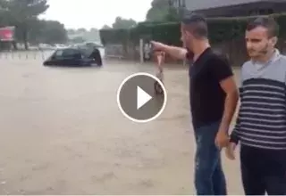 Il est tombé 80 mm de pluie en une heure à Montpellier, selon Météo Languedoc, deux personnes âgées sont décédées. (Capture d'écran vidéo)